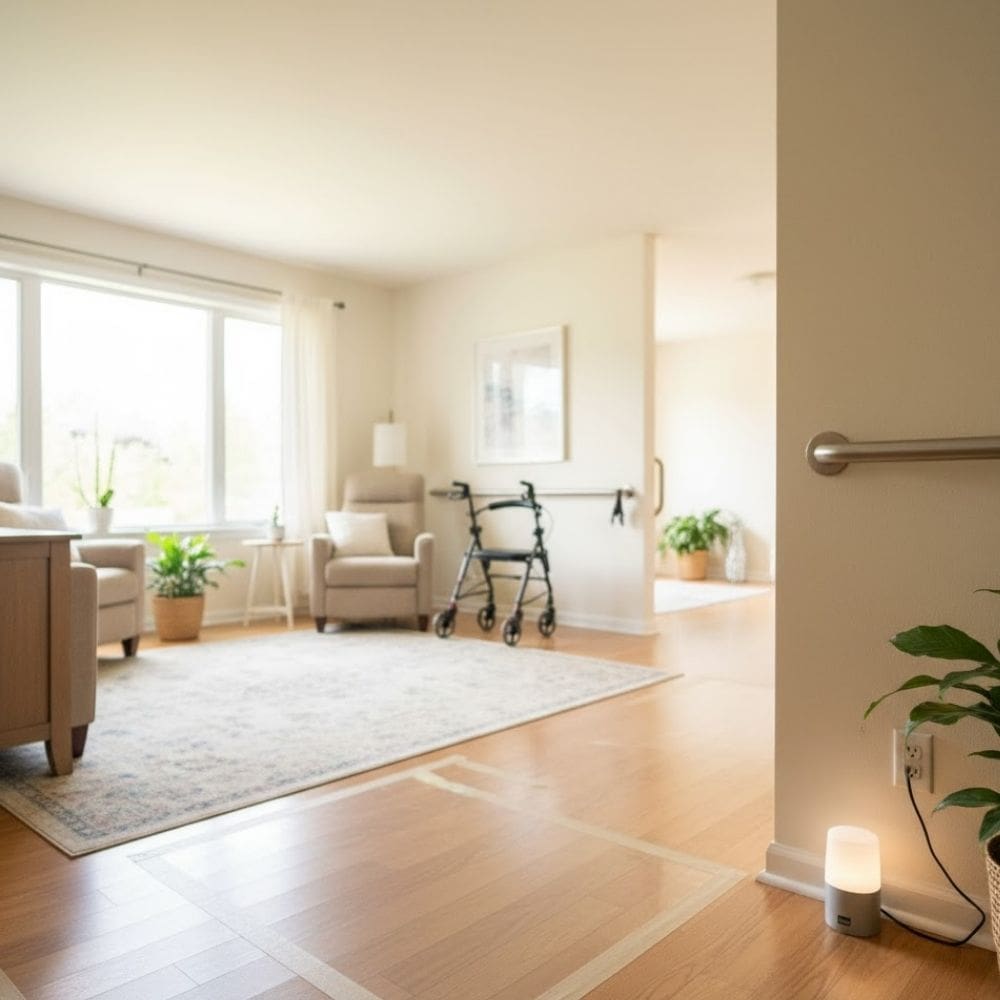 Bright and cozy living room with natural light and minimalist decor.