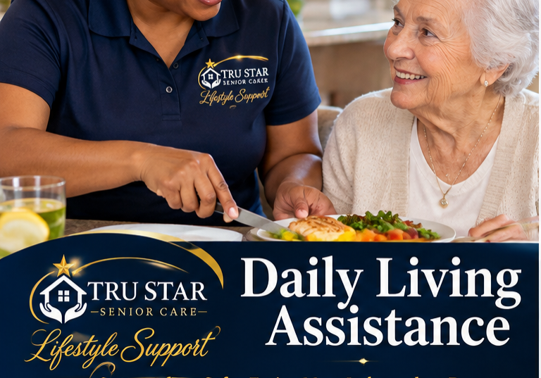 African-American caregiver providing Daily Living Assistance to a senior woman at home in Nassau County NY