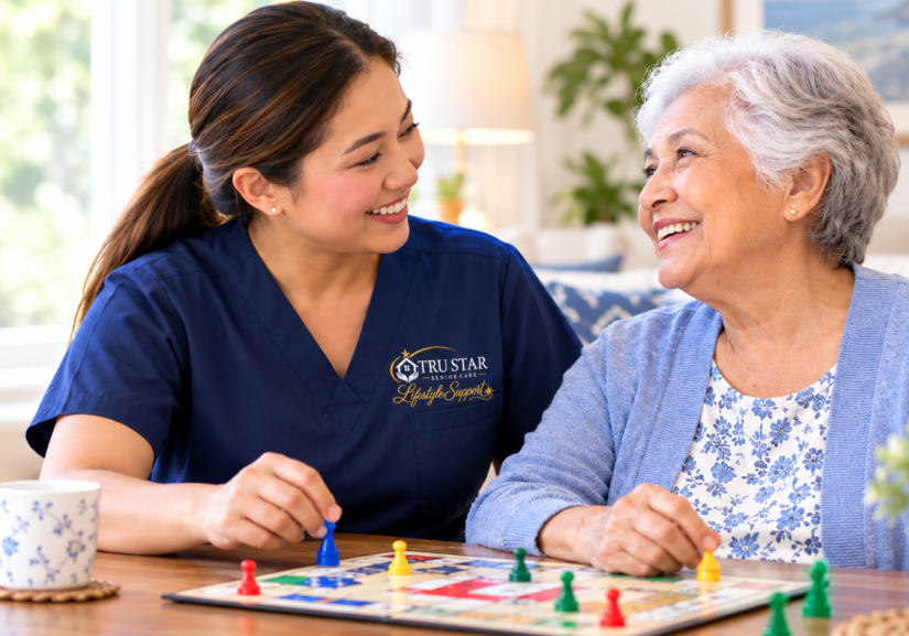 “Companion caregiver spending time with an older adult on Long Island.